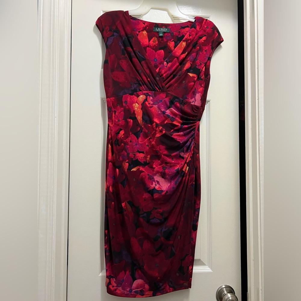 Red Floral Ralph Lauren Dress (cinched)